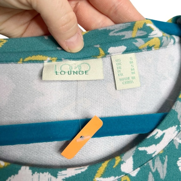 LOGO Lounge Green Abstract Print 3/4 Sleeve Swing Blouse - Picture 6 of 12